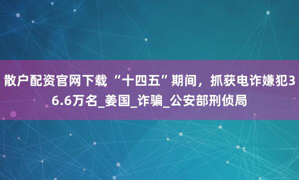 散户配资官网下载 “十四五”期间，抓获电诈嫌犯36.6万名_姜国_诈骗_公安部刑侦局